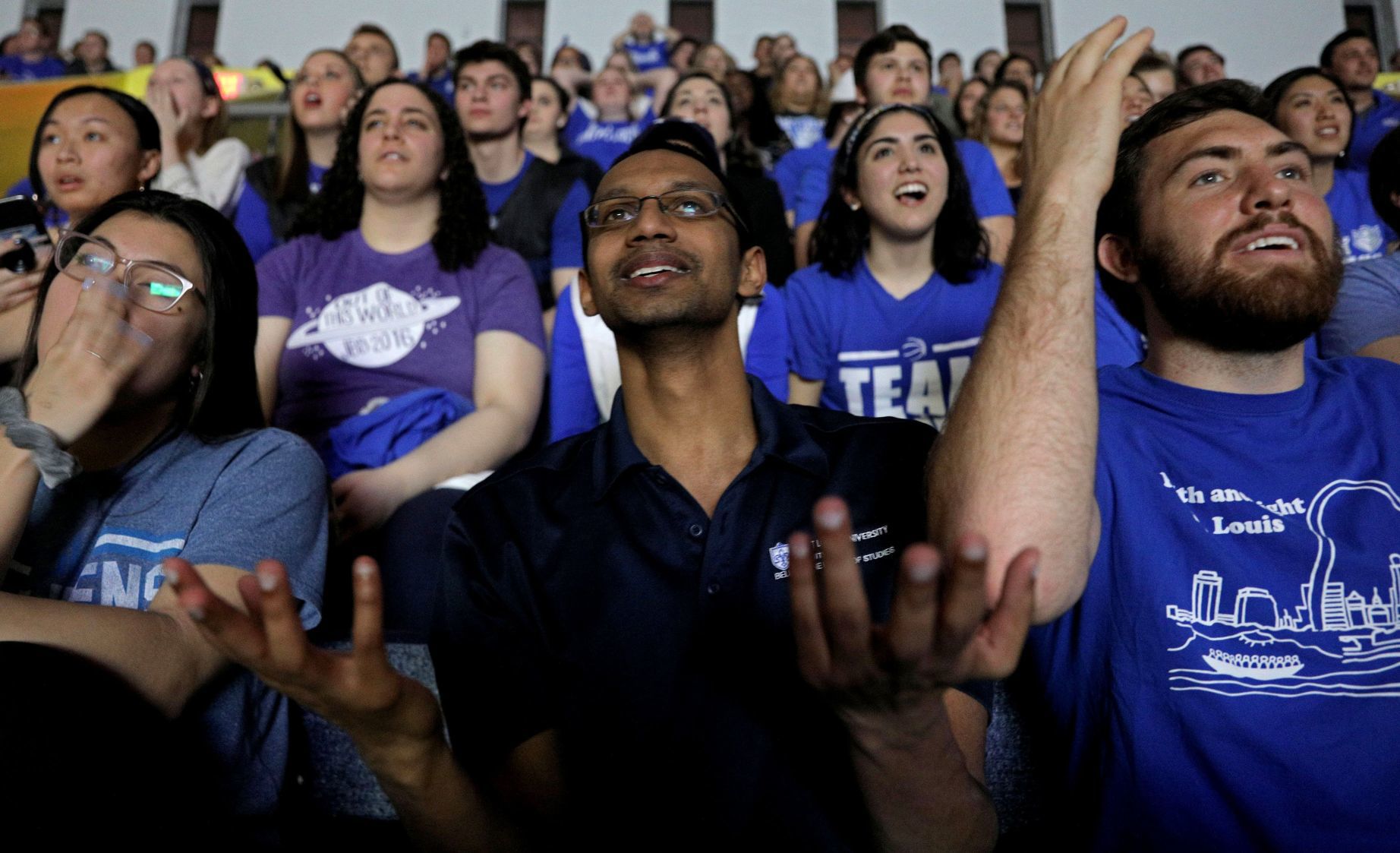 SLU students show support at a campus watch party